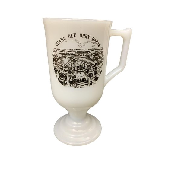 Opryland Other - Vintage Grand Ole Opry House Footed Milk Glass Mug